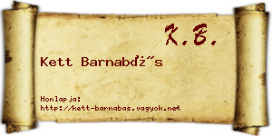 Kett Barnabás névjegykártya